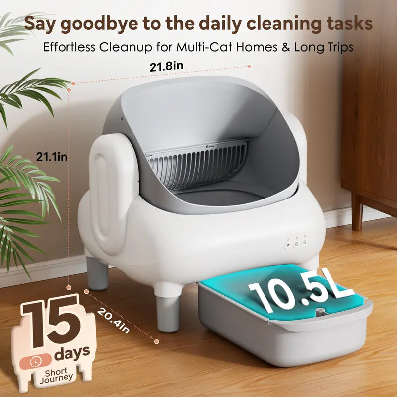 Smart Automatic Self-Cleaning Litter Box for Multiple Cats