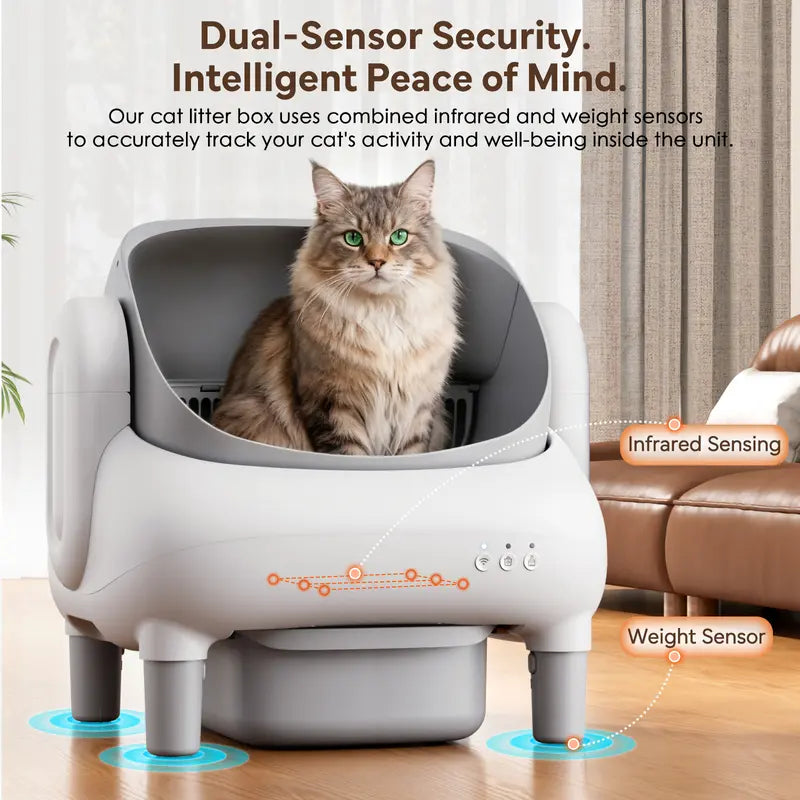 Smart Automatic Self-Cleaning Litter Box for Multiple Cats