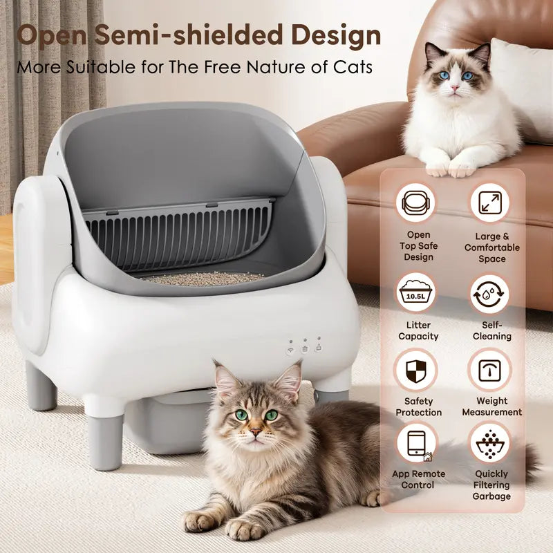 Smart Automatic Self-Cleaning Litter Box for Multiple Cats
